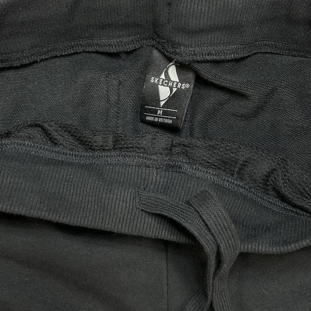 Sketchers Sweatpants Mens Medium Black Cotton Blend Elastic Waist Cuffs Pockets